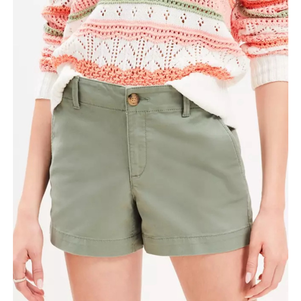 Loft cotton chino olive shorts size 8